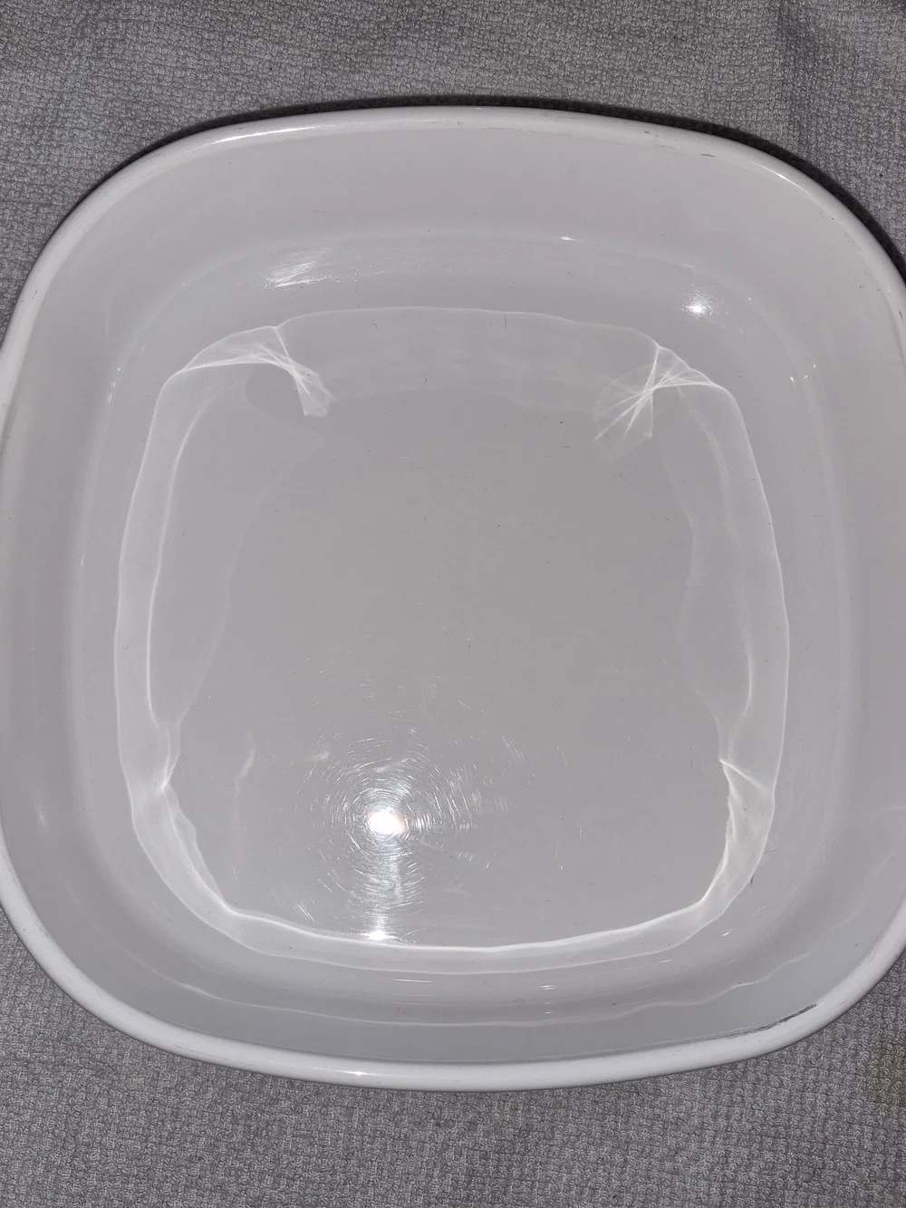 Corning Ware casserole dish in the 